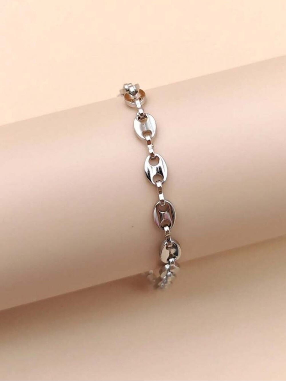 Polished Silver Link Disc Bracelet